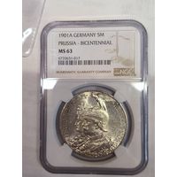 5 марок 1901 династия - ms 63 NGC штемпельный блеск