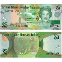 Каймановы острова 5 долларов образца 2018 года UNC p39 серия D/3