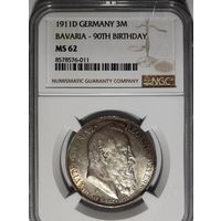 3 марки 1911 Луитпольд Баварский ms 62 NGC