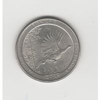 Квотер (25 центов США) "Парк Кисачи" 2015 Р Лот 8302