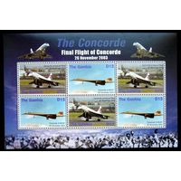 Гамбия 2003, Самолёты, КОНКОРД, Воздушный ТРАНСПОРТ, АВИАЦИЯ, блок, MNH.