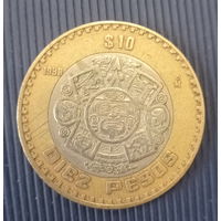 Мексика 10 песо 1998 год биметалл календарь Майя