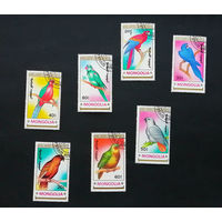 Монголия 1990 г. Попугаи. Птицы. Фауна, полная серия из 7 марок #0220-Ф1P43
