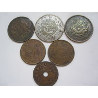 Монеты Китайской империи 20 кэш 1909,10 кэш 1912,1 фень 1916