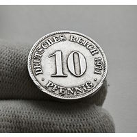 10 пфеннигов 1911г. Вильгельм II (Император Германии), D Мюнхен, лот гер-1,2