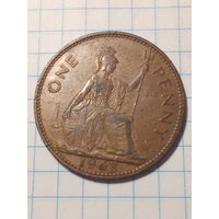 1 пенни Великобритания 1963 год.