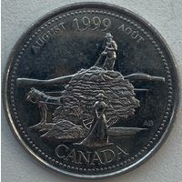 Канада 25 центов 1999 г. Август