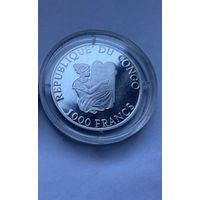 Серебряная монета АФРИКИ 1000 ФРАНКОВ