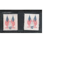 США-1973, (Мих.1126 А+С),  **/* , Стандарт, Флаг, 2 зубц.