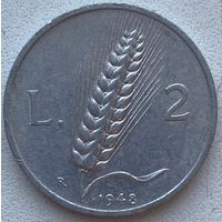 Италия 2 лиры 1948 г.