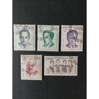 ГДР 1962 Полная серия марок "Сохранение памяти героев антифашистов" (гашение с клеем и наклейками) Mi.918-922 каталог 6.50 евро