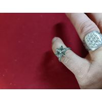 С рубля без мц. кольцо "цветочек" на тонкий пальчик. зубр 925пр. диам 1.6-1.7см.