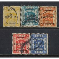 GB Палестина Гражданская администрация при британском военном комиссаре 1922 Надп на марках Египетской экспедиционной армии Тип С #38,39,41,44,46