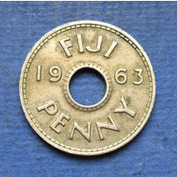 Фиджи Британская колония 1 пенни 1963 тираж 432.000