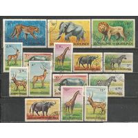 Бурунди. Животный мир страны. 1964г. Mi#87А-101А. Серия.