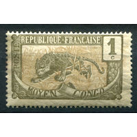 Французские колонии - Среднее Конго - 1907г. - леопард, 1 с - 1 марка - MH [Mi 1]. #4-W1-129-A-1