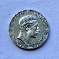Монета СЕРЕБРО ПРУССИЯ 3 марки 1908 год ОТЛИЧНЫЕ