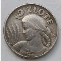 2 злотых 1925 года. Без точки. Редкость. С рубля без мц