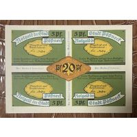 Нотгельд 5 х 4 пфеннигов 1921 год. Пёснек,. Веймарская республика