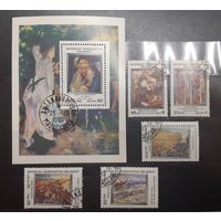 Мадагаскар. 1985 год. Живопись. Ренуар. Блок и 5 марок (620)