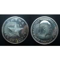 Гана 10 шиллингов 1958 "Независимость" PROOF, серебро