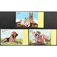 Таджикистан 2014  . Фауна. Собаки. Сцепка из 3 марок беззубцовая
