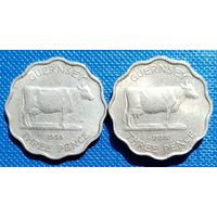 Гернси 3 пенса (2 шт.) 1956 и 1959 г. Цена за 2 шт.