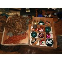Елочные игрушки СССР и дождик медный в оригинальной коробке