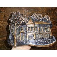 Панно барельеф СССР пластик омеднение дом Коробовых Калуга