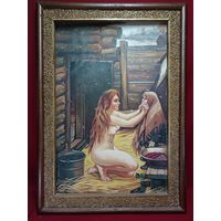 С рубля без мц. Картина Криков Ю. П. "Женщина с ребенком", 1995г. Ф. М. 44х66см,с рамой 56х80см
