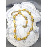 Винтажные бусы колье из натурально янтаря желток