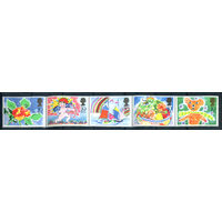 Великобритания - 1989г. - приветственные и поздравительные марки - 5 марок - сцепка - полная серия, MNH, 2 сгиба по перфорации [Mi 1189-1193]. #3-GB-Z-2-60
