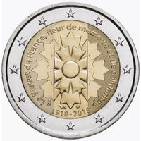 Франция 2 евро 2018 года, UNC. 100 лет окончания Первой мировой войны. Предложите свою цену или обмен!