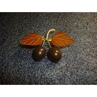 Редкая Янтарная Брошь СЛИВЫ 20-ые гг. Старая Германия Антик