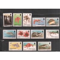 Фолклендские острова-1994(Мих.608-619) , ** , Морская Фауна, Рыбы, Крабы (полная серия)