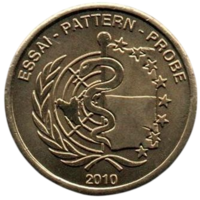 Княжество Монако. 10 евроцентов 2010. Медицина. Здравоохранение. Змея. Essai. Unusual.