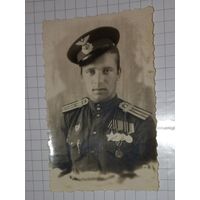 1945  ВОВ Красавец Портретное фото орден Славы и.награды подписано (Алб)