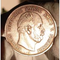 5 марок 1875, Пруссия, Вильгельм I, в состоянии, крупное серебро, отличная! в коллекцию!