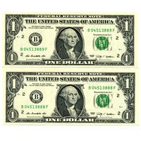 1 доллар 2009 B 2 номера подряд