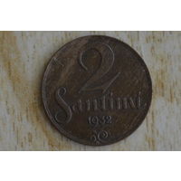 Латвия 2 сантима 1932 с 1 руб