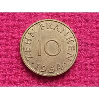 Саарланд 10 франков 1954 г.