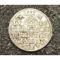 3 Гроша (Трояк) 1586 г. Рига, Речь Посполитая, Стефан Баторий