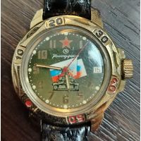 Винтажные механические часы Восток Командирские водонепроницаемые , работоспособность не известна .