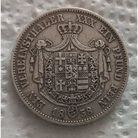 Гессен 1 союзный талер 1858 под бюстом CP Тираж 62.000