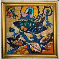 Кищенко А.М."Натюрморт в пространстве", размер с рамой 120х120 см., 97,5х97,5 см. ДВП, масло.