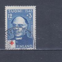 [2325] Финляндия 1948. Красный Крест.Культура.Литература.Писатель. Гашеная марка. 3