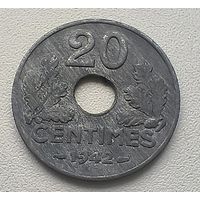 Франция 20 сантимов, 1942.  1-8-8