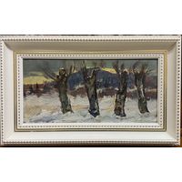 Данциг М.В "За городом", 1965г. Холст, масло на картоне. Размер с родной рамой 65х40 см.