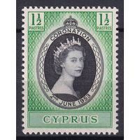 37.BrKS. Великобритания. Колонии. Кипр. Коронация Елизаветы II. 1953 г. 1 1/2p. Mi.#163.