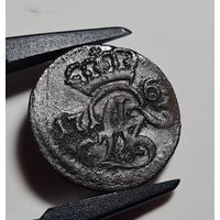 Солид шеляг 1763 года Август III, Эльблонг, Польша, R2 Копицкий 7168, РЕДКИЙ!
